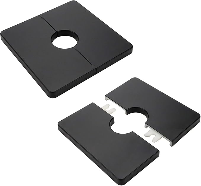 2 Pcs Wall Split Flange, ABS Square Self-Adhesive Escutcheon Plate Buckles Design for 0.86"/22mm Diameter Pipe