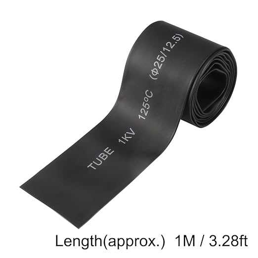 uxcell Heat Shrink Tubing, 1"(25mm) Dia 41mm Flat Width 2:1 Rate Shrinkable Tube Cable Sleeve 1m - Black