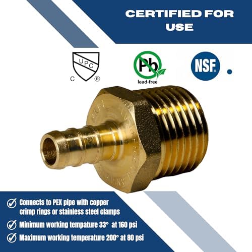 XFITTING 3/8 inch Pex x 1/2 inch Male NPT Adapter, 24-4-8=2X, 2 Pieces