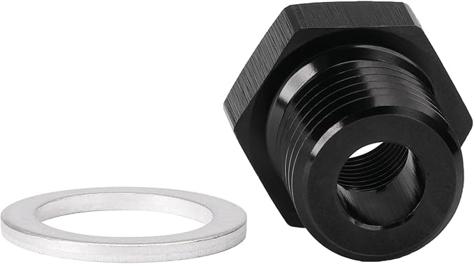 M14x1.5 Male Metric to 1/8 NPT Female Oil Pressure Sensor Adapter Fitting Reducing Bushing Aluminum Black