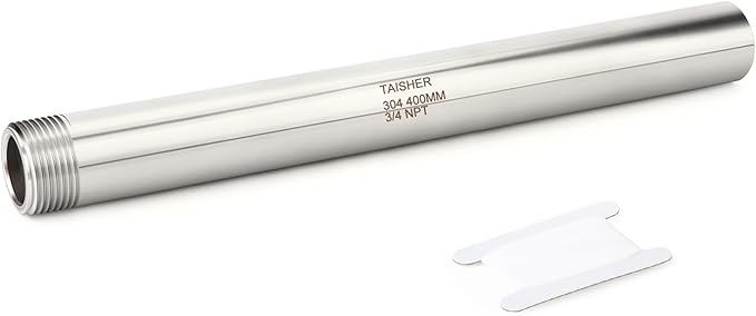 TAISHER 1PCS 304 Stainless Steel Pipe Fittings, 3/4" NPT Male Threaded, 16" Length Weld Nipple Cast Pipe