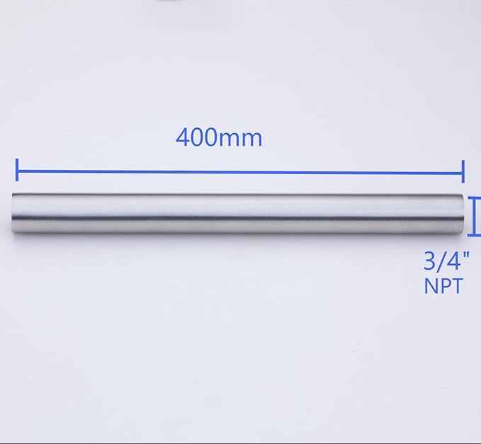 CONSTELLAR 304 Stainless Steel Pipe Fitting - 3/4" NPT Female x 3/4" NPT Female Threaded Thickened Pipe Wall, 400mm (16 inch) Length Heavy Nipple Seamless Pipe (1 Pcs)