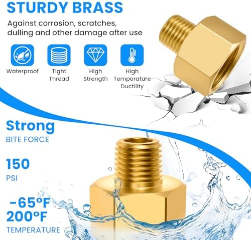 SDTC Tech 2-Pack Brass Pipe Fitting 1/4 NPT Thread Male to 1/2 NPT Thread Female Reducer Adapter, Brass Pipe Extension Connectors
