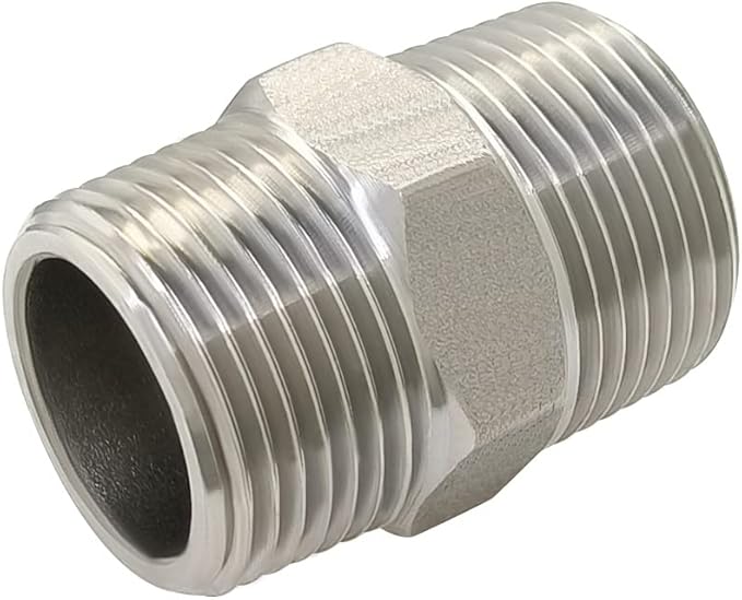 Hooshing 4PCS Hex Nipple 3/4" Male NPT Stainless Steel 304 Threaded Pipe Fittings for Brew Kit Home Piping