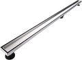 Linear Shower Floor Drain, 60 Inch Brushed Nickel 304 Stainless Steel Bathroom Drains Kit, Rectangular Shower Trench Drain with Reversable Tile-in Pattern Drain Cover & Hair Catcher