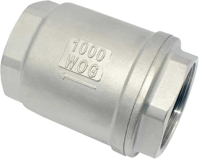 NPT Female WOG1000 Check Valve,Vertical Check Valve,NPT Spring Loaded in-line Low Cracking Pressure,Stainless Steel SS316 CF8M (2")