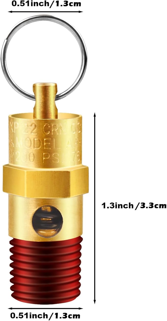 2 Pieces 1/4'' Male 200 PSI NPT Air Compressor Pressure Relief Valve Brass Safety Valve Air Compressor Check Valve