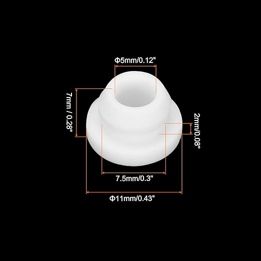 MECCANIXITY 20Pcs Snap Silicone Rubber Grommet Plug Mount Dia 7.5mm ID 5mm Narrow Groove Width 2mm Seal Anti-Scratch Sleeves for Electrical Box Cable Pipes White