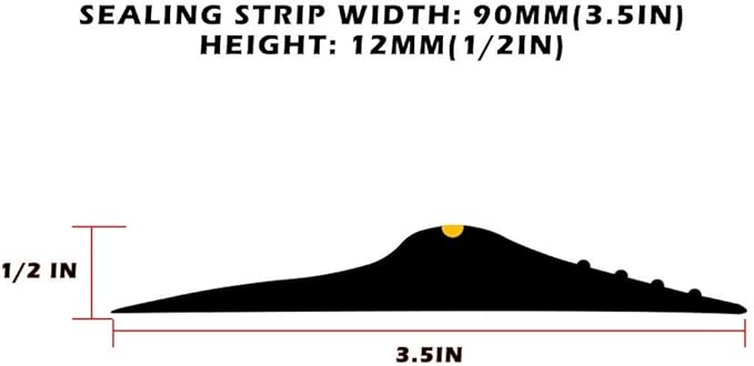 Papillon Garage Door Bottom Seal Strip, Weatherproof EPDM Rubber Threshold, Fits All Standard Doors, Easy for DIY Homeowners, No Adhesive (12Ft, Black)