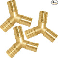 3PCS Solid Brass 5/8"OD Barb Fitting Y 3-Way Union Intersection Barbed Hose Fittings for Water/Oil/Gas