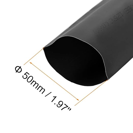 uxcell Heat Shrink Tubing, 2"(50mm) Dia 80mm Flat Width 2:1 Rate Shrinkable Tube Cable Sleeve 1m - Black