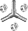 5/16" Hose Barb Fitting Equal Barbed Y Shaped 3 Way Wye Stainless Steel Tubing Joint Splicer Mender Adapter Union for Oxygen Tubing Pipe Household Fuel Gas Liquid Air with 3pcs Hose Clamps