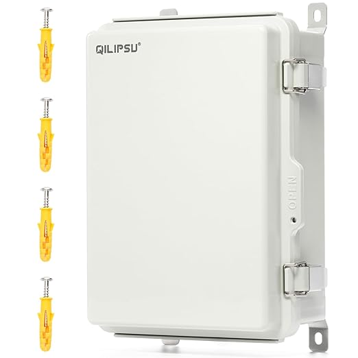 QILIPSU UL94-V0 Outdoor Electrical Box 13.8"x9.9"x5.9" Waterproof Junction Box Weatherproof PC/ABS Alloy Plastic IP66 Project Electric Enclosure Grey Hinged Door