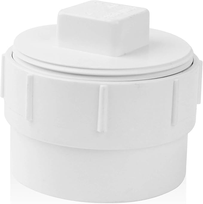 2" PVC Sewer Cleanout Adapter with Plug Pipe Fitting, PVC DWV Flush Sewer Cleanout Cap for Drainage Piping Connect System Outdoor Garden, RV Sewer and More