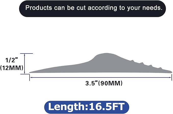 ToLanbbt 16.5Ft/5M Universal Garage Threshold Seal Strip with 300ml Black Adhesives, Garage Door Bottom Weatherproof Strip Rubber DIY Weather Stripping Replacement (Grey)