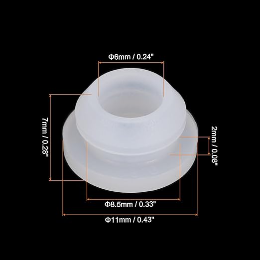 MECCANIXITY 20Pcs Snap Rubber Grommet Plug Mount Dia 8.5mm ID 6mm Narrow Groove Width 2mm Seal Anti-Scratch for Electrical Box Cable Pipes Transparent