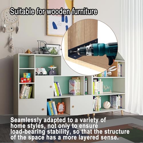 8" x 1.5" x 1.5" L Brackets Heavy Duty, Large Iron Corner Bracket Metal Joint, Thickness 2.5mm Including Screws, for Wooden Bookshelf Furniture Cabinet (Black-4PCS)