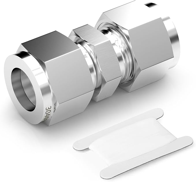 TAISHER 1PCS 304 Stainless Steel Compression Tube Pipe Fitting Connector, 3/4" Tube OD x 3/4" Tube OD Straight Adapter