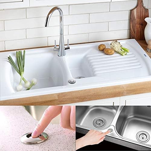 Garbage Disposal Air Switch Kit Dual Outlet Sink Top Waste Disposal Stainless Steel On/Off Air Button Food and Waste Disposals Part by Etoolcity