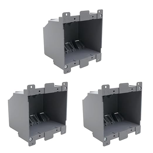 2-Gang PVC Old Work Electrical Outlet Box,26 Cubic Inch Plastic Junction Box,Old Work Box for Home Improvement,Double Gang Box Old Work(3 Pack),ETL Listed and Fire Rated for 2 Hours