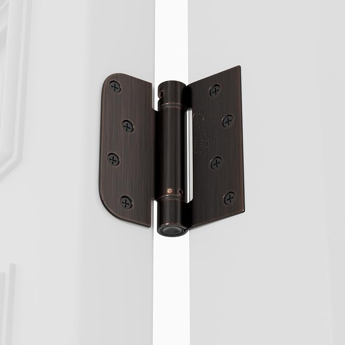 goldenwarm 3pack Oil Rubbed Bronze Door Hinges 4 Inch Self Closing Spring Door Hinge with Square & 5/8" Radius Corners - Adjustable Door Closing, Residential & Heavy-Duty Hardware