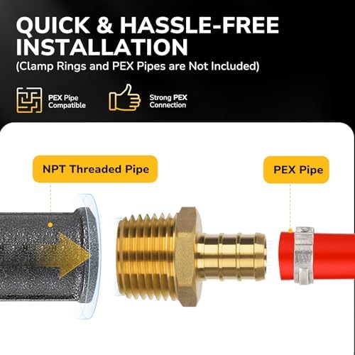 Pex Fittings, 3/4" Male NPT to 3/4" Pex Male Adapter, Heavy-Duty Brass Crimp Fittings for PEX Pipes with Leak-Resistant Construction, NSF & UPC Certified, 4 Pack