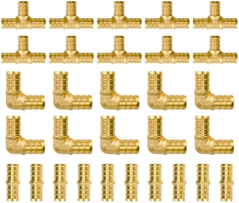 SUNGATOR 30-Pack 1/2 Inch PEX Fittings Kit, 10 Each Elbow Tee Coupling