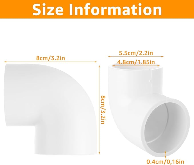 10PCS 1-1/2 PVC Fittings 90 Degree Elbow 2 Way PVC Pipe Fittings Right Angle Elbow PVC Adapter Furniture Build Grade PVC Pipe Adapter Fittings SCH40 PVC Corner Fittings