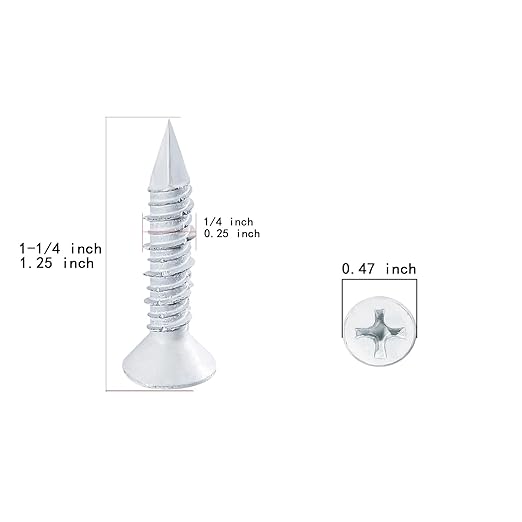 WenSilon(30 PCS) 3/16" x1-1/4 White Concrete Screw Anchor White Flat Head for Anchoring to Masonry, Block or Brick Stucco