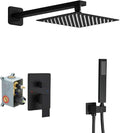 Matte Black Shower System Bathroom Luxury Rain Mixer Shower Combo Set Wall Mounted Rainfall Shower Head System Shower Faucet Rough-in Valve Body and Trim Kit