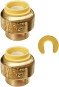 HQMPC 1/2" Push Fit PEX End Cap, Push-to-Connect Brass Plumbing Fittings No Lead Brass Plumbing Fittings with Disconnect Clip for Copper, CPVC 2Pcs