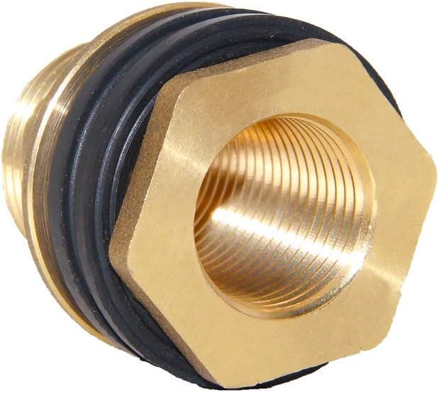 Joywayus 1-1/4" Female 1-1/2" Male Soild Brass Water Tank Connector Bulkhead Tank Fitting With 2 Rubber Ring Stablizing