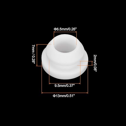 MECCANIXITY 20Pcs Snap Silicone Rubber Grommet Plug Mount Dia 9.5mm ID 6.5mm Narrow Groove Width 2mm Seal Anti-Scratch Sleeves for Electrical Box Cable Pipes White