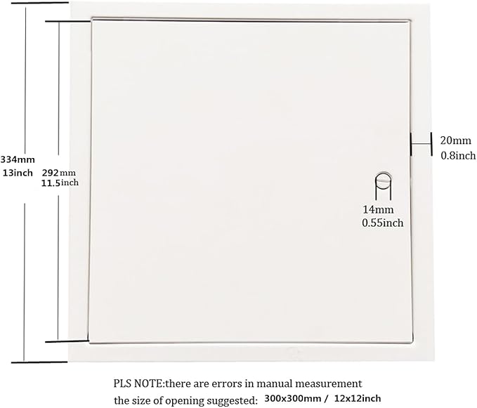 Fengze Steel Access Panel 12 x 12 Inch with 4 Long Fixing Strips White Screwdriver Latch Metal Inspection Door for Wall and Ceiling (300 x 300 mm)