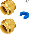 SUNGATOR End Cap, 3/4-Inch Push Fit PEX Cap Fittings, Push-to-Connect, No Lead Brass Plumbing Fittings for Copper, CPVC, Disconnect Clip Include (2-Pack)