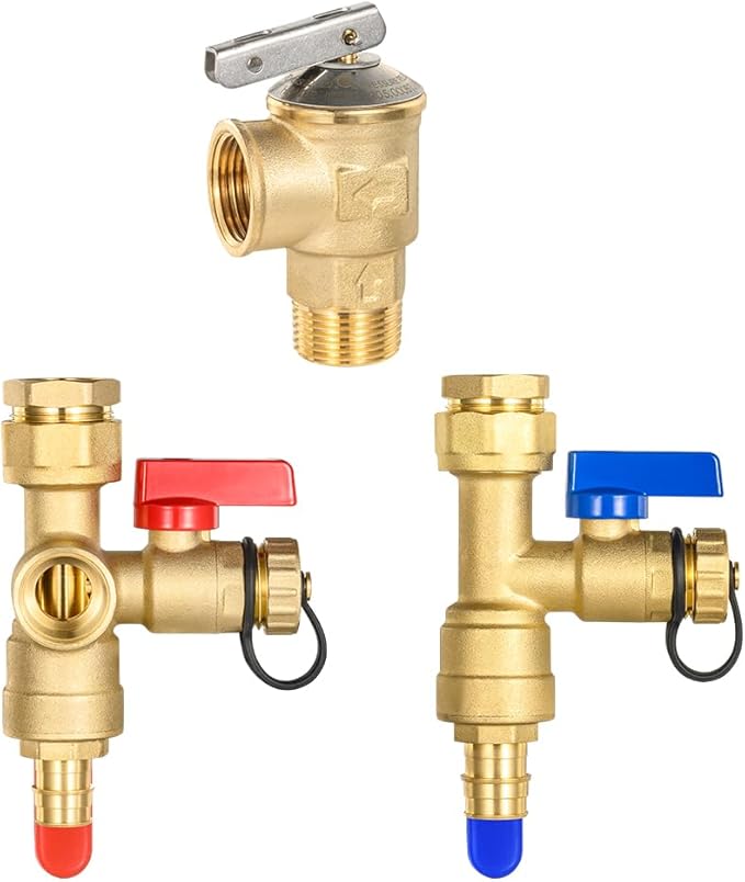 3/4 Inch FIP x 3/4 Inch Pex-A Expansion(F1960) EFIELD IPS Isolator Tankless Water Heater Service Valve Kit, with Pressure Relief Valve,(TOOL054)
