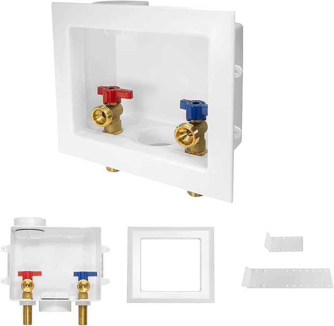 50-PACK GUOFIS Washing Machine Outlet Box, PEX Laundry Washer Box with Central and Side Drain Design(1/2"MIP Sweat Connection Inlet X 3/4"MHT Outlet)(WM001-50Pack)