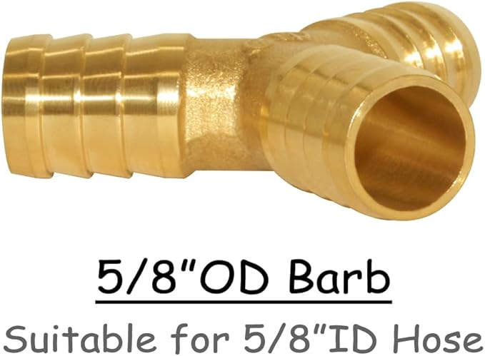 3PCS Solid Brass 5/8"OD Barb Fitting Y 3-Way Union Intersection Barbed Hose Fittings for Water/Oil/Gas