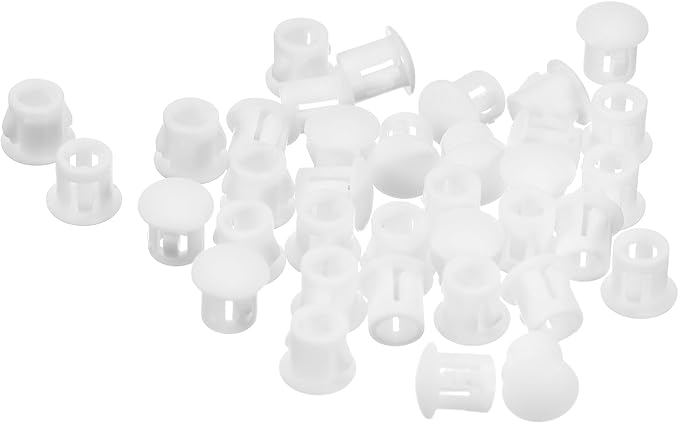 uxcell 6mm(15/64") Plastic Hole Plugs, 36Pcs Flush Type Panel Round Snap in Fastener Knockout Locking Plugs for Furniture Insert End Caps Panels, White