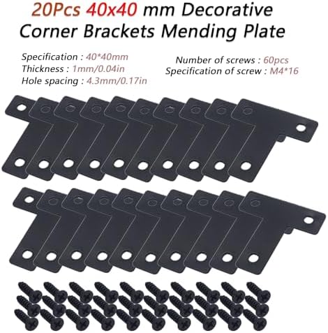 20-Pack Steel T-Shape Mending Plate Corner Brace 1.57 Inch for Wood