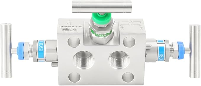 3 Valve Manifold 316 Stainless Steel 3 Way High Pressure Manifold Gas Distributor for Pressure Gauges and Pressure Transmitters from Rosemount, Siemens, Honeywell, E+H