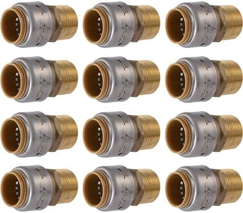 SharkBite Max Male Adapter, 3/4 in Push-to-Connect x 3/4 in MNPT, Pack of 12, Brass Plumbing Fitting, UR134