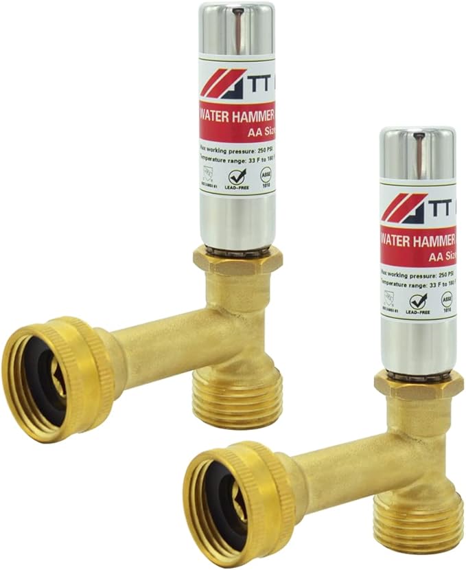 Stainless Steel Water Hammer Arrestor 3/4 Inch Swivel FHT x 3/4 Inch MHT For Washing Machine and garden hose water pipe