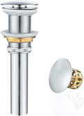 Bathroom Sink Drain Without Overflow with Strainer Basket Detachable Vessel Sink Lavatory Vanity Pop Up Drain Stopper Polished Chrome