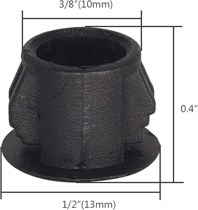 3/8" Plastic Flush Type Hole Plugs - Snap in Locking Hole Tube Screw Caps - Drilling Cover Plugs - Fastener Covers for Kitchen Cabinet Furniture - Black - 100 Pack
