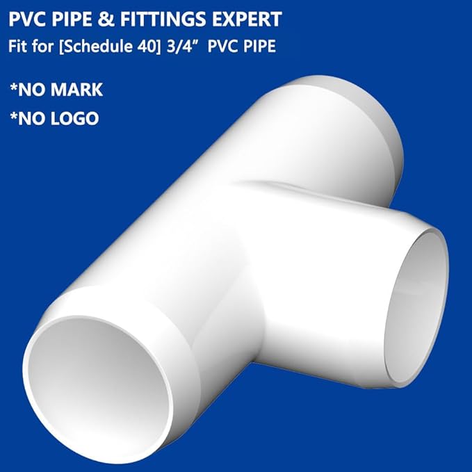 ‌letsFix 3 Way Tee PVC Fittings 3/4 Inch (10-Pack), Furniture-Grade, Heavy-Duty Pipe Connectors for Plumbing, DIY Projects, and Home Furniture Assembly, Compatible with 3/4" Schedule 40 PVC Pipes‌