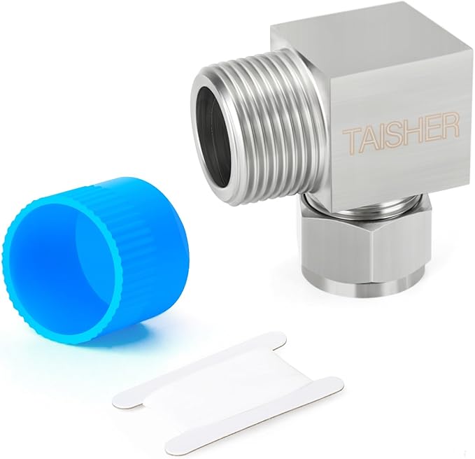 TAISHER 1PCS 304 Stainless Steel Square 90 Degree Compression Tube Pipe Fitting Connector, 1/4" Tube OD x 3/8" NPT Male Adapter