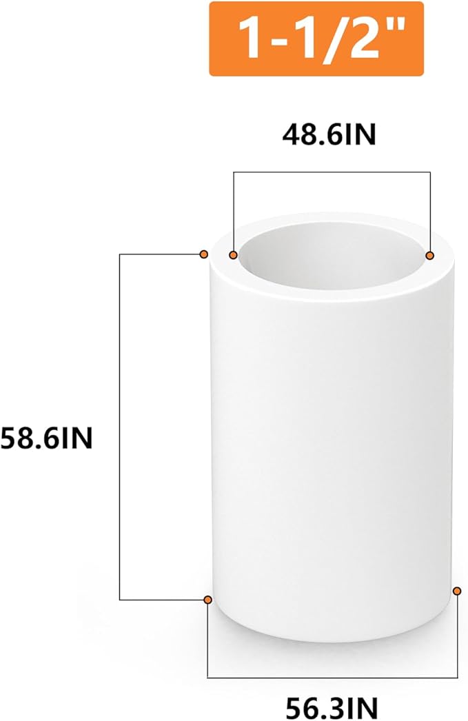 GASHER 4PCS PVC Pipe Fitting 1-1/2" PVC Coupling Furniture Grade Pipe Socket Fittings, For Home or Industrial