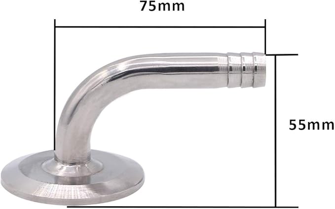 DERNORD Sanitary Hose Barb Pipe Fitting 1.5" Tri Clamp (50.5MM Ferrule) 90 Degree Elbow (Tube OD: 1/2"/12MM (1.5 Tri-clamp))