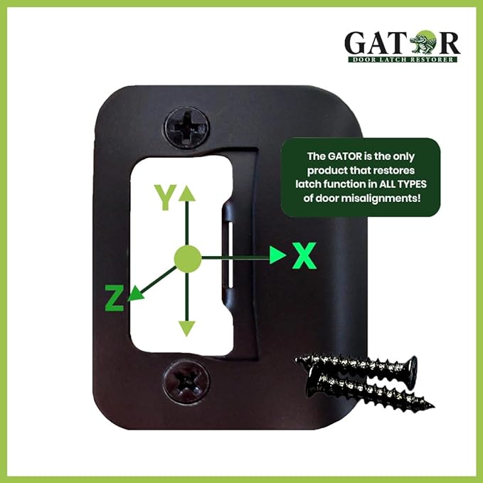 Gator Door Strike Plate with Screws, – 2-1/4" by 1-3/4" Universal Latch Restorer Alloy Steel Lock Hardware for Interior and Exterior Doors, Replacement Door Latch Plate | Oil Rubbed Bronze 4-Pack